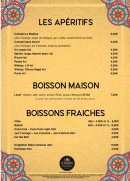 Menu Le Madras - Les aperitifs et boissons