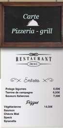 Menu Sur Le Pont - Entrées, pizzas