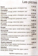 Menu Restaurant de la rose - Les pizzas