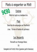 Carte et menu de Le Bistrot Fertois à La Ferte Saint Cyr — Exemple de menu a emporter