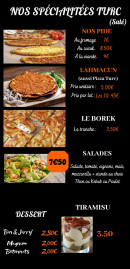 Menu Anatolia - Les spécialités turc, desserts