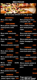 Menu Anatolia - Les pizzas