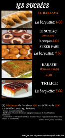 Menu Anatolia - Les sucrées