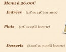 Menu Secrets de cuisine - menu à 26.00€