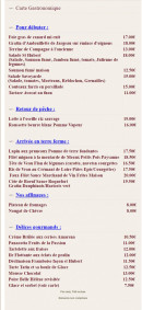 Menu Le Saint-Hubert - La carte gastronomique
