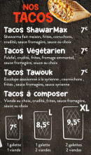 Menu ShawarmaX - Les tacos