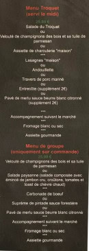 Menu Au Troquet d'la Coise - Menu troquet et menu du groupe