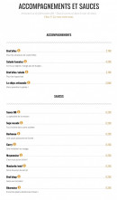 Menu Brut Butcher - Les accompagnements et sauces