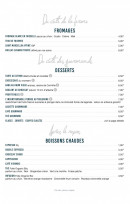 Menu Quartier libre - les fromages, desserts et boissons chaudes
