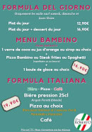 Carte et menu de Siii Gelato à Andrezieux Boutheon — Formula del giorno, menu bambino et formula italiana
