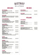 Menu Bistrot de la Poste - Les vins blancs, rosés, petillants...
