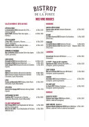Menu Bistrot de la Poste - Les vins rouges