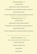 Menu Auberge du Marais - Les menus