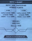Menu China Wok - Les formules à volonté