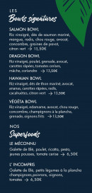 Menu PokéPonot - Les bowls signatures et superfoods