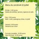 Menu Chez elleS - Un exemple de menu du jour