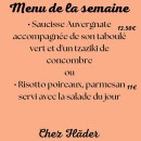 Menu Chez Fläder - Le menu de la semaine