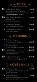 Menu Le Bistrot - Les plats