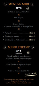 Menu Le Bistrot - Les menus
