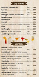 Menu Café Vatel - Soft drink et cocktails