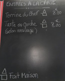 Menu Chez Marie - Les entrées à la carte