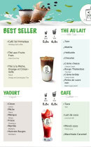 Menu Ficii - Les yaourts, cafés et  thés  au  lait,...