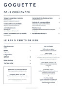 Menu Goguette - Pour commencer et le bar à fruits de mer