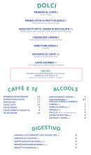 Menu Le Clan des Mamma - Les desserts, alcools et cafés, ...