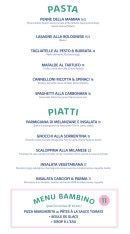 Menu Le Clan des Mamma - Les pates et  plats