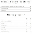 Menu Le Lieu Unique - Les bières
