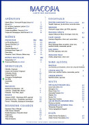 Menu Macoha - Les apéritifs, bières et cocktails, ...