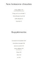 Menu Molana - Les boissons chaudes et suppléments