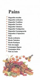 Carte et menu de Des Délices et du Pain à Chateaubriant — Pains