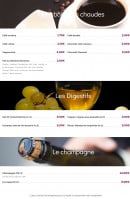 Menu Fleur de Sarrasin - Les boissons chaudes, les digestifs et les champagnes 