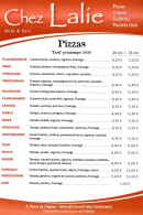 Carte et menu de Chez Lalie à Grandchamps des Fontaines — Les pizzas