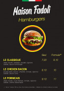 Menu Maison Fadoli - Les burgers