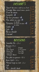 Menu Crok Nature - Desserts et boissons