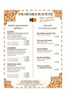 Carte et menu de Les Jardins du Maroc à Saint Sebastien sur Loire — Le menu d' été