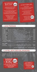 Menu L'Atelier - Grand atelier, petit atelier, pizzas,...