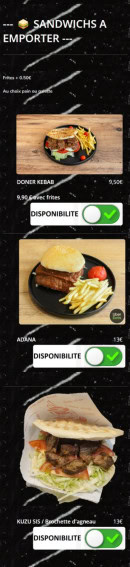 Menu Le Grill du Gesvres - Les sandwichs à emporter