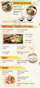 Carte et menu de Le Nhu-Y à Saint Brevin les Pins — Hors d'oeuvre, soupes, salades...
