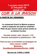Menu Com à la Maison - Exemple de menu