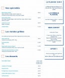 Menu Bistrocéan - Spécialités, viandes grillés et desserts 