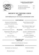 Menu La Chope des Marais - Menu du week-end
