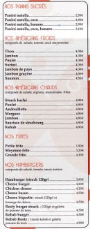Menu L'océane - Les paninis, les américains et les hambourgers