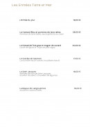 Carte et menu de L'Eden Beach à La Baule Escoublac — Les entrées terre et mer