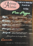 Carte et menu de L'auberge Alverne à Grand Auverne — Les pizzas