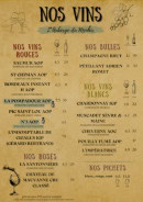 Carte et menu de L'Auberge du Menhir à Saint Nazaire — Vins