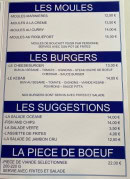 Menu Le Pavillon des Flots - Les moules, suggestions et burgers, ...