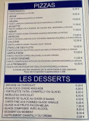 Menu Le Pavillon des Flots - Les pizzas et desserts